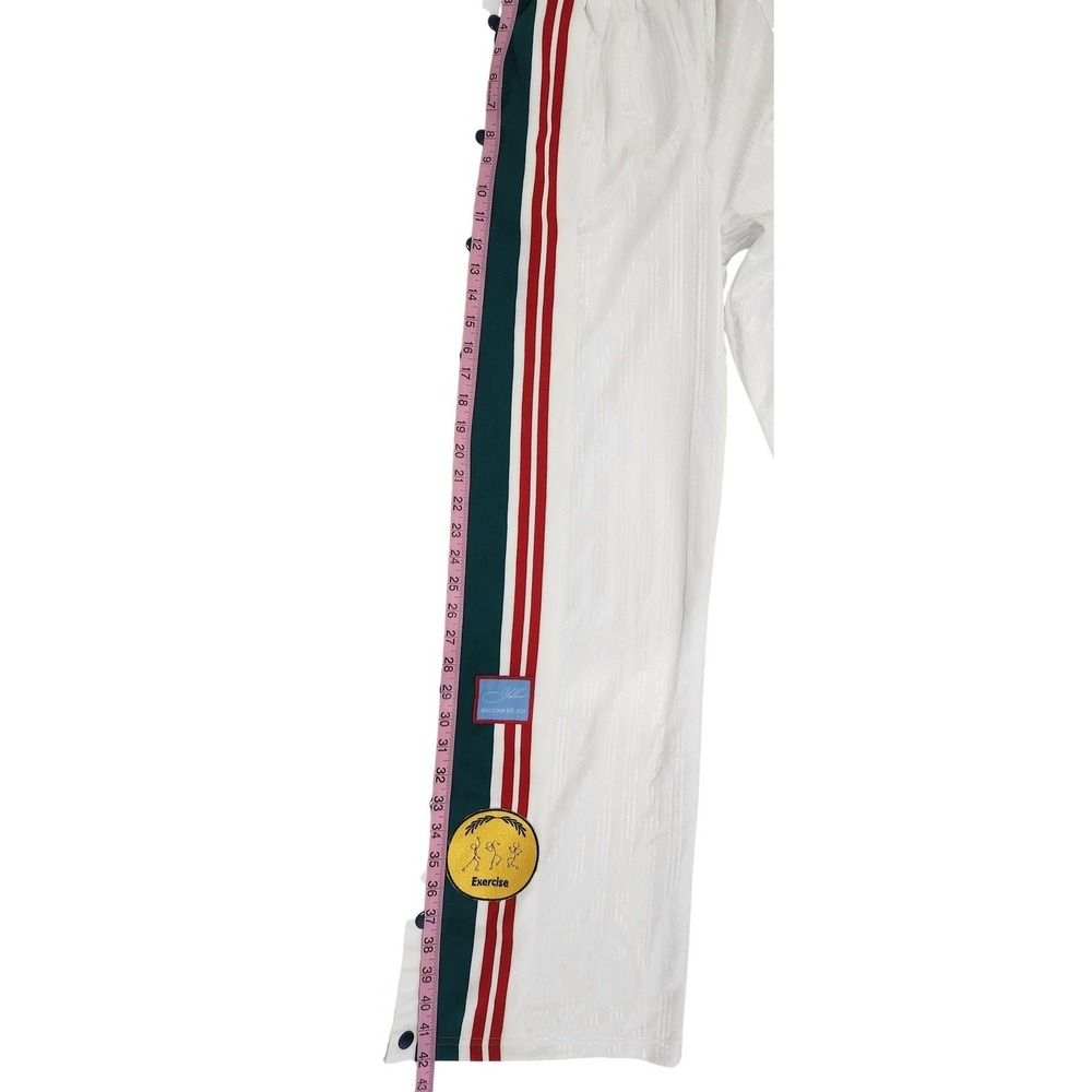 Yllw White Tearaway Snap Button Track Pants Green Red Stripe Wide Leg Small - Picture 5 of 11
